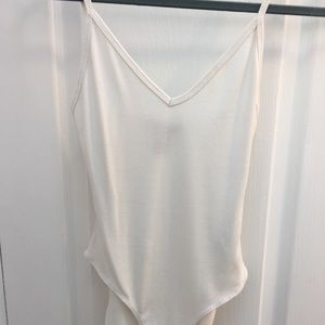 F21 White Spaghetti Strap Bodysuit